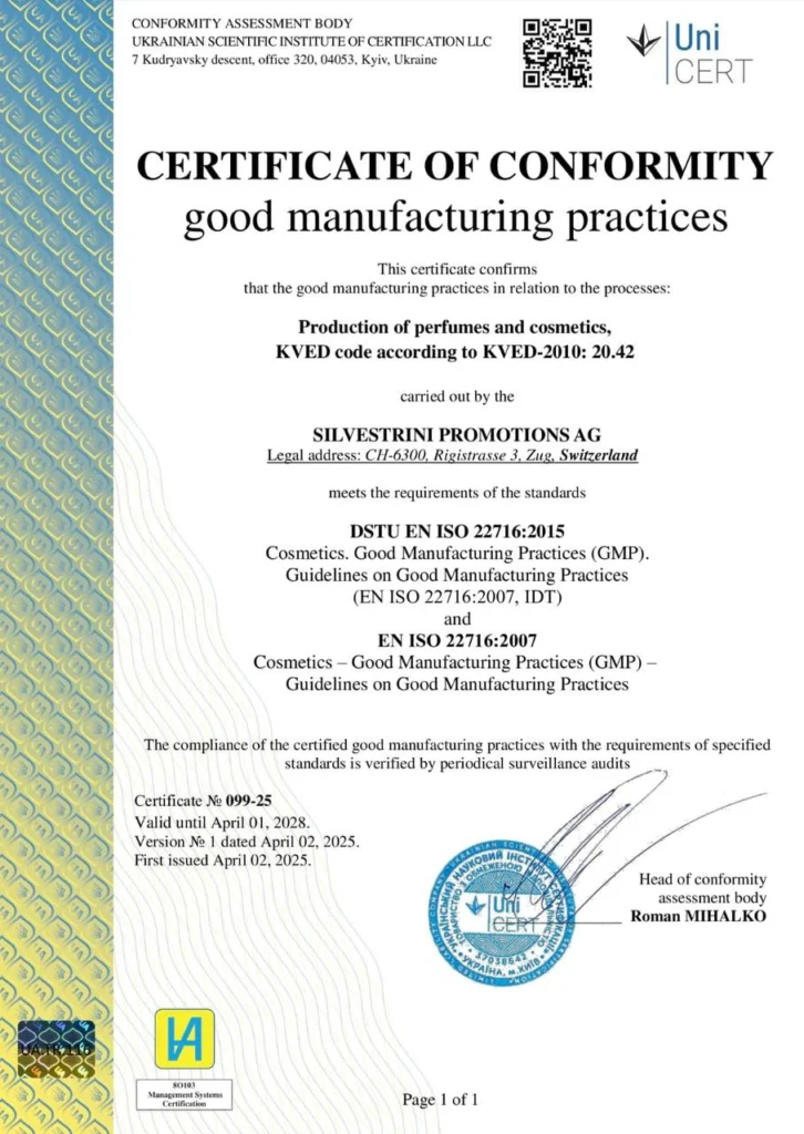 CERTIFICATE OF CONFORMITY good manufacturing practices CERTIFICATE OF CONFORMITY good manufacturing practices