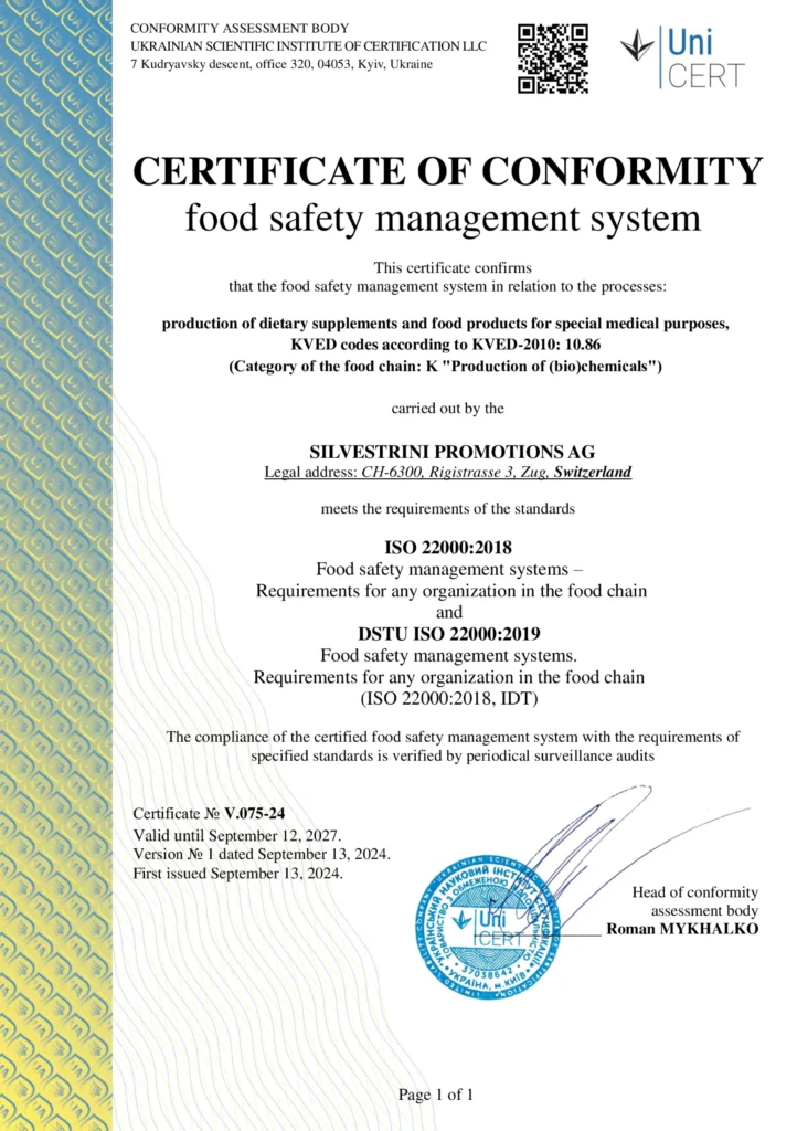 CERTIFICATE OF CONFORMITY food safety management system CERTIFICATE OF CONFORMITY food safety management system