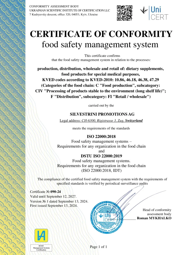 CERTIFICATE OF CONFORMITY food safety management system CERTIFICATE OF CONFORMITY food safety management system